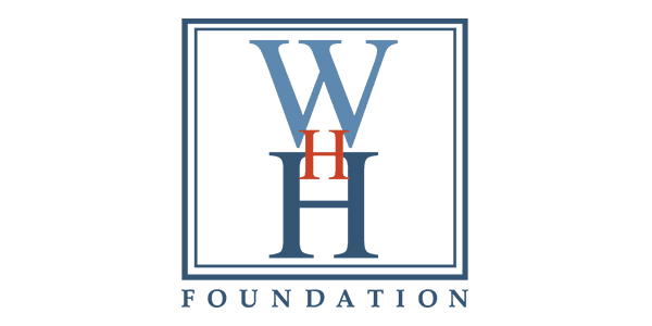 This logo has a large, light blue W over a small red H over a large, dark blue H. Below is the word "Foundation."