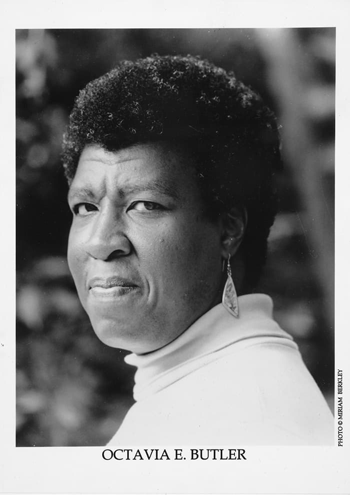 Octavia E. Butler, ca. 1988, photograph by Miriam Berkley.