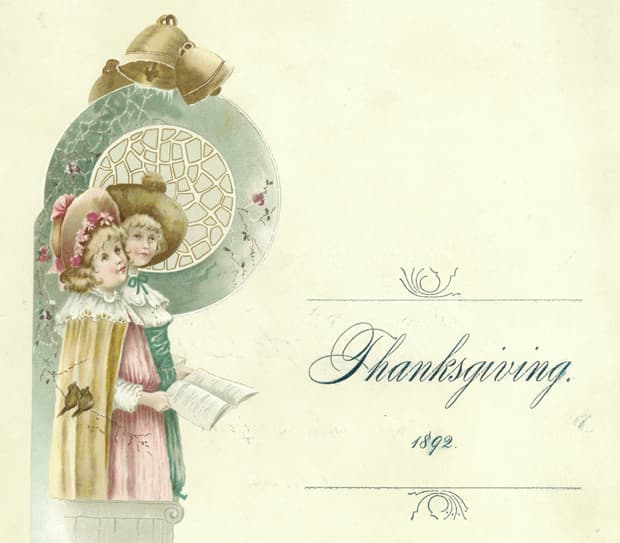 Portion of the cover of the Thanksgiving menu from the Golden Eagle Hotel, Sacramento, California, 1892
