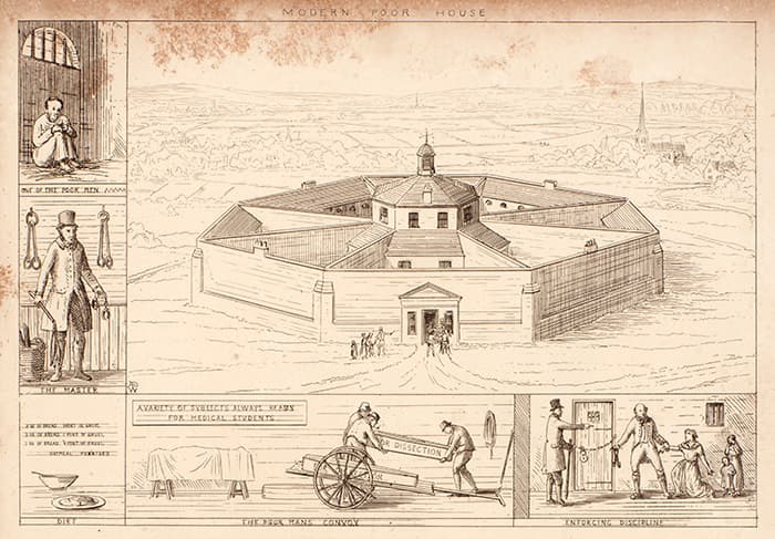 Illustration of a prison from the 19th century