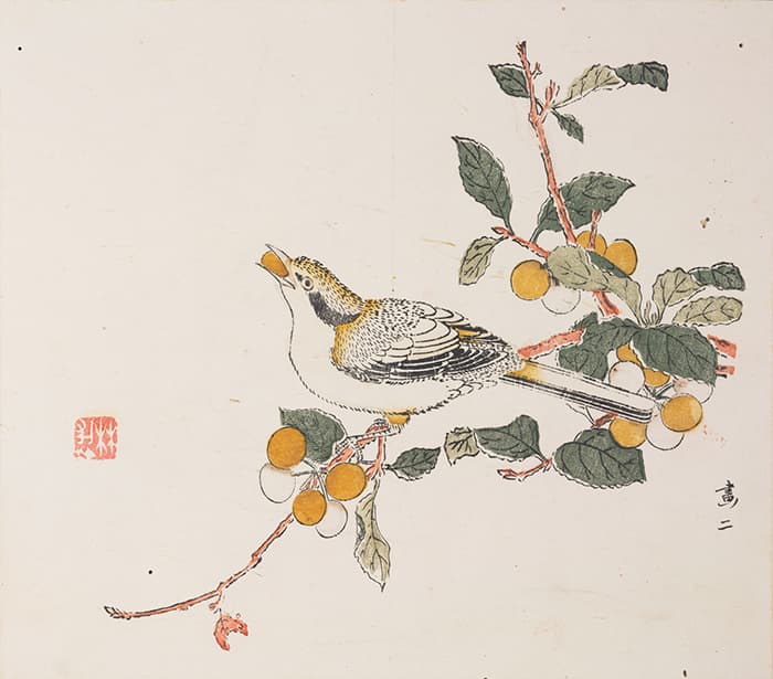 Chinese woodblock print of a bird