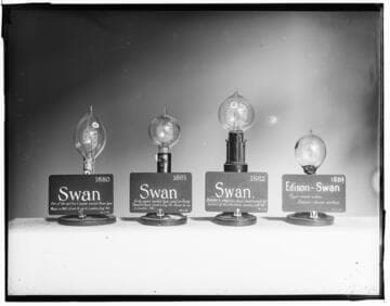 Swan lamps from 1880, 1881, 1882, 1884