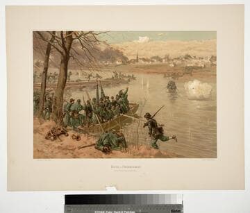 Battle of Fredericksburg, laying ponton bridges under fire