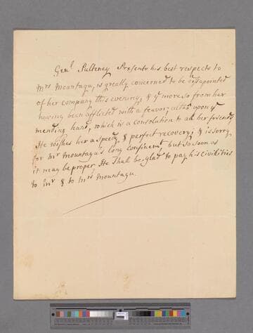 Pulteney, Harry. Letter to Elizabeth (Robinson) Montagu