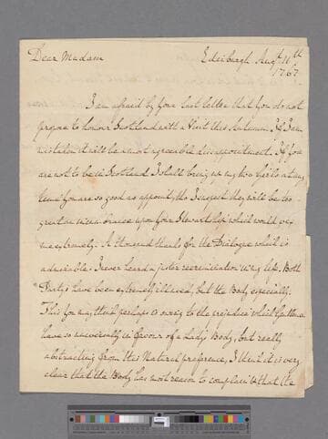 Gregory, John. Letter to Elizabeth (Robinson) Montagu