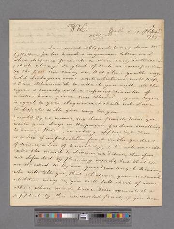 Montagu, Elizabeth (Robinson). Letter to Thomas Lyttleton, 2nd Baron Lyttleton of Frankley
