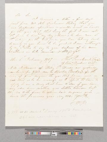 Letter regarding hiring Amos and five enslaved people by Thomas Pinkard