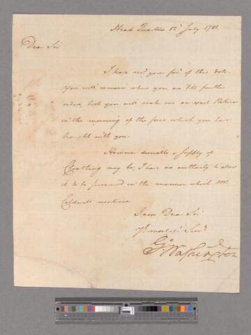 Letter from George Washington, headquarters Dobbs Ferry, to Colonel Elias Dayton?