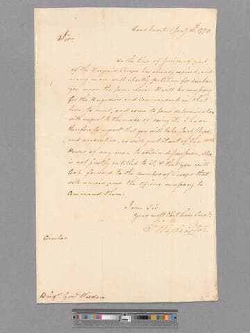 Letter from George Washington, headquarters Valley Forge, to Brigadier General George Weedon