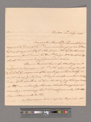 Letter from Samuel Athawes, London, to George Washington