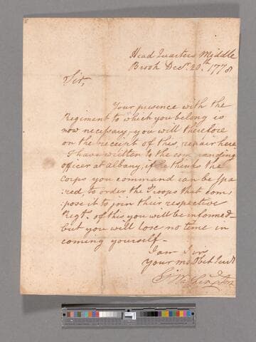 Letter from George Washington, headquarters Middlebrook, to Major Thomas Posey