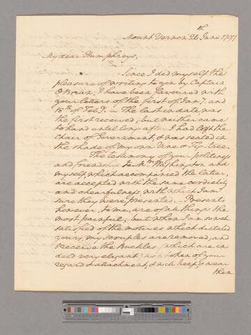 Letter from George Washington, Mount Vernon, to David Humphreys