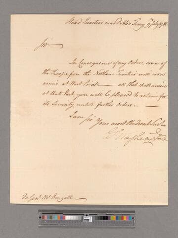 Letter from George Washington, headquarters near Dobbs Ferry, to Major General Alexander McDougall