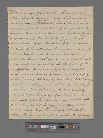 Montagu, Elizabeth (Robinson). [Fragment of a work on literary criticism]: Essay on the Writing and Genius of Shakespeare
