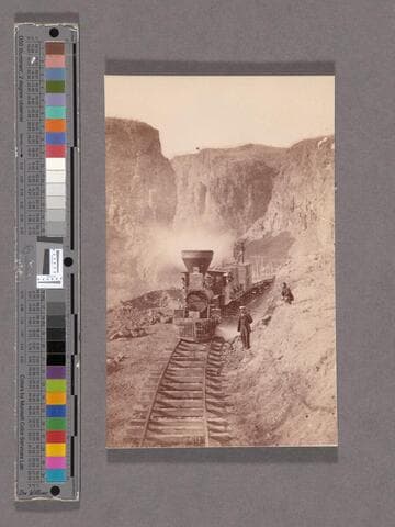 First Construction Train passing the Palisades, Ten Mile Canyon