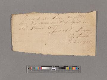 Requisition for supplies by Andrew Lewis and B. Smith via Sally Hampton