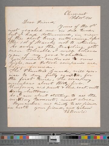 Bowie, Thomas Trueman Somervell.  Letter to unknown recipient