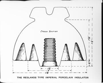A drawing of the Redlands Type Imperial Porcelain Insulator