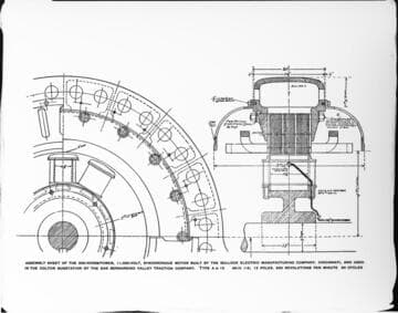 A detail drawing of the Bullock Motor Generating Station at San Bernardino