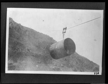 A section of the penstock on the hoist line at Kern River #1 Hydro Plant