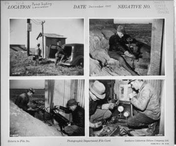 P4 - Pumping Plants - Pump testing at Firsick Brothers in Lancaster four shots on same photocard