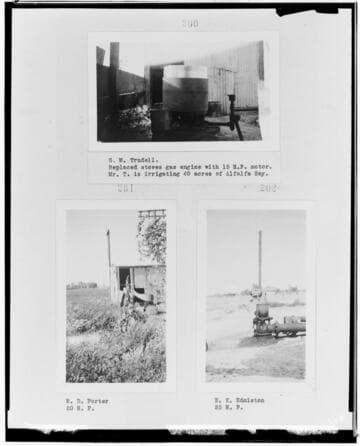 P4 - Pumping Plants - page 44 of Laws Book. three copy prints of Pumping Plant customers