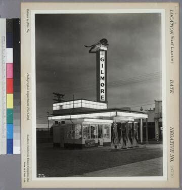 L1.6 - Lighting, service stations - Night photo of Gilmore Service Station