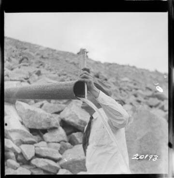 Big Creek, Huntington Lake Dams - Progress of backfills on Huntington Lake Dams by Stone & Webster Co