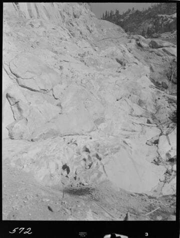 Big Creek - Mammoth Pool - General view of rock structure on west abutment looking upstream