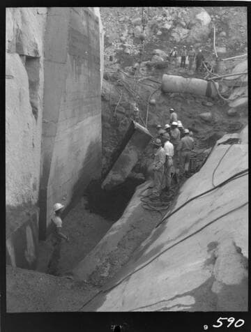 Big Creek - Mammoth Pool - First earth fill in cutoff trench