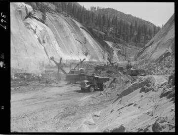 Big Creek - Mammoth Pool - Excavation in cutoff area viewed from upstream