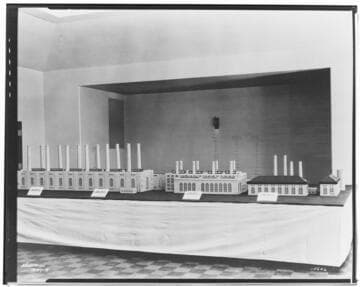 Scale Model showing the projected configuration of Long Beach Steam Plants 1, 2, and 3