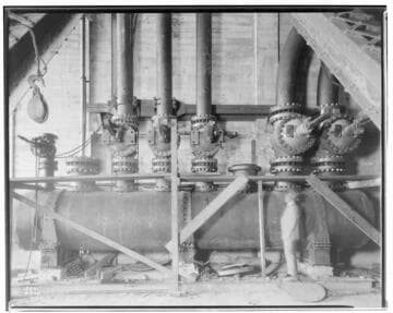 Long Beach Steam Station, Plant #3 - Main Steam Header - back of Boilers #49 & #51