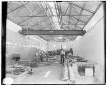 Looking South in the interior of Mill Creek #3 Hydro Plant during its construction