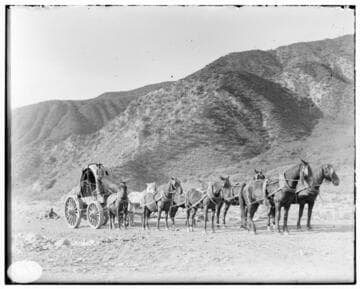 An horse team hauling the first generator to Mill Creek #3 Hydro Plant