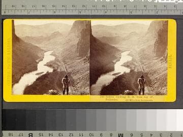 340. Indian viewing R. R. from top of Palisades