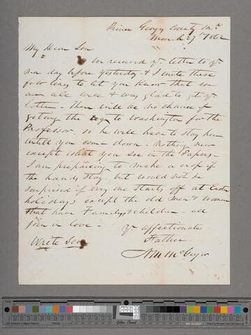 McGregor, Nathaniel Mortimer.  Letter to Roderick Mortimer McGregor