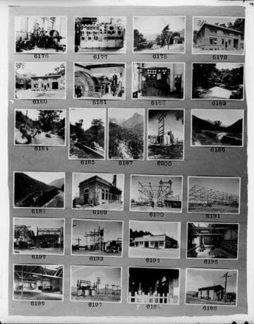 Multiple-image copy film negative with images of substations in the San Joaquin Valley, and Kaweah Hydro: #02-06176 to #02-06200