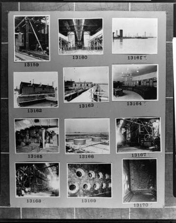 Multiple-image copy film negative with images of construction Plant 2 at Long Beach Steam Station