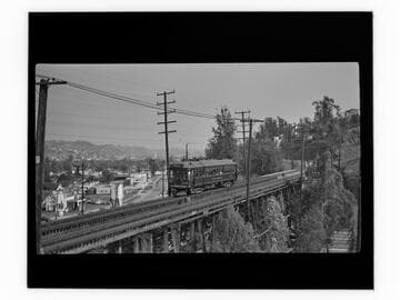 Pacific Electric Railway car on Fletcher trestle