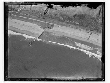 Aerial view of Santa Monica beach at north end of Palisades