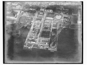 Aerial view of Pickering and Lick Piers, Ocean Park, California