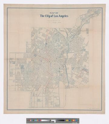 Map of the City of Los Angeles: franchises advertised -- red; franchises pending -- green [cartographic material]
