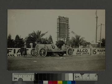 Road race car and scoreboard, Santa Monica
