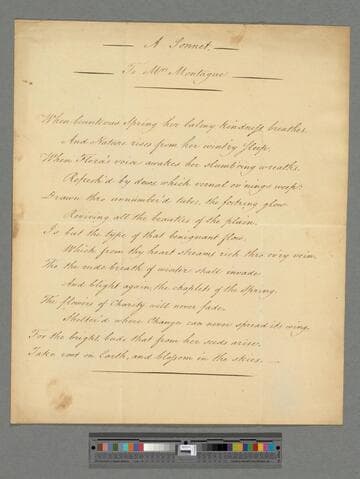 [Unknown author]. A Sonnet: To Mrs. Montagu