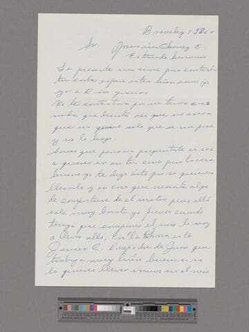 Letter from José Chávez Esparza (Brawley, California) to Paco Chávez Esparza (San José, California)