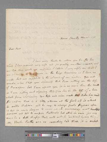 Montagu, Matthew, 4th Baron Rokeby. Letter to Elizabeth (Robinson) Montagu