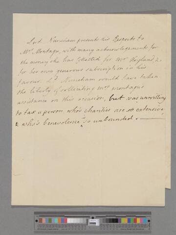 Harcourt, George Simon, 2nd Earl Harcourt. Letter to Elizabeth (Robinson) Montagu