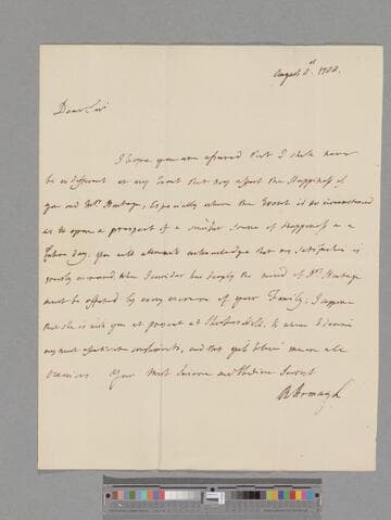 Robinson, Richard, 1st Baron Rokeby. Letter to Matthew Montagu, 4th Baron Rokeby