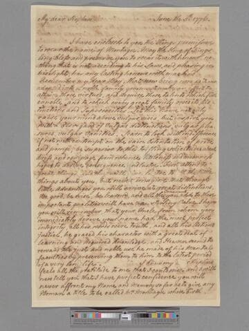 Montagu, Elizabeth (Robinson). Letter to Matthew Montagu, 4th Baron Rokeby